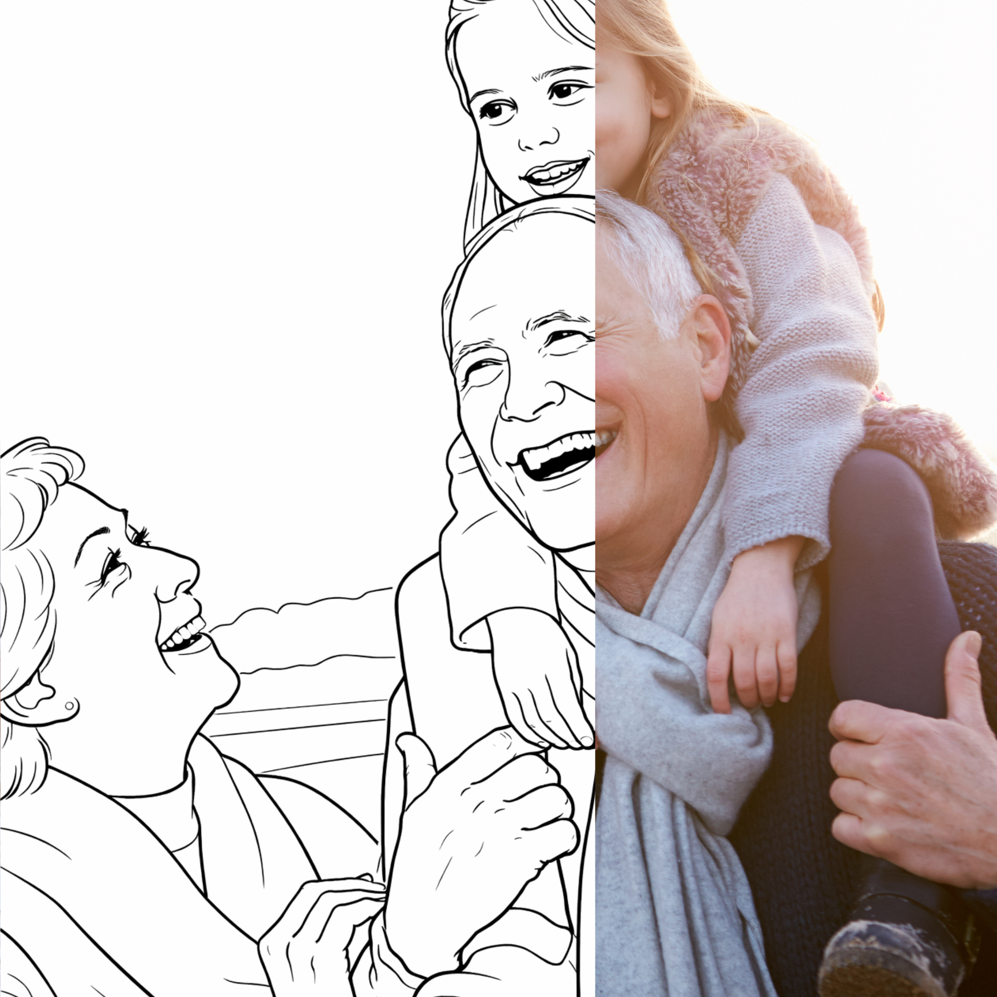 Famille - 5 coloriages personnalisés