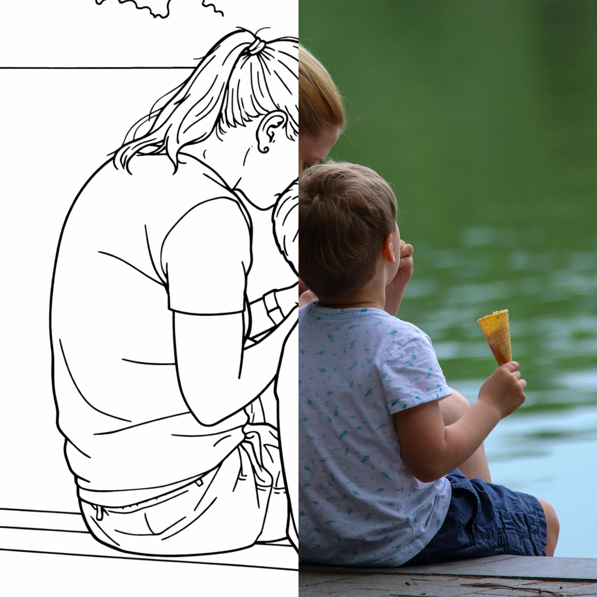 Famille - 5 coloriages personnalisés