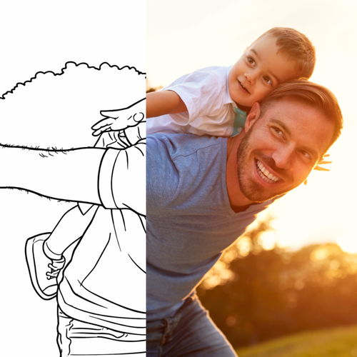 Famille - 5 coloriages personnalisés